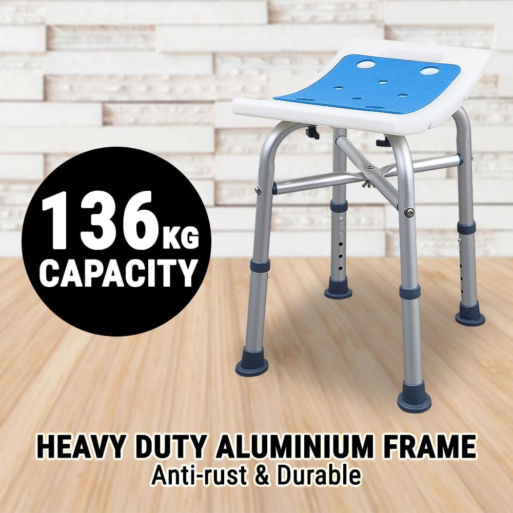 Aluminium Shower Chair Bath Seat Stool Adjustable Height Safety Aid Elderly