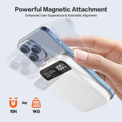 Magnetic Power Bank, 10000mAh PD22.5W Wireless Portable Battery Pack for Apple Watch, Fast Charging Portable Charger for iPhone 15/14/13 Series, Apple Watch Ultra 9/8/7/6/se(White)