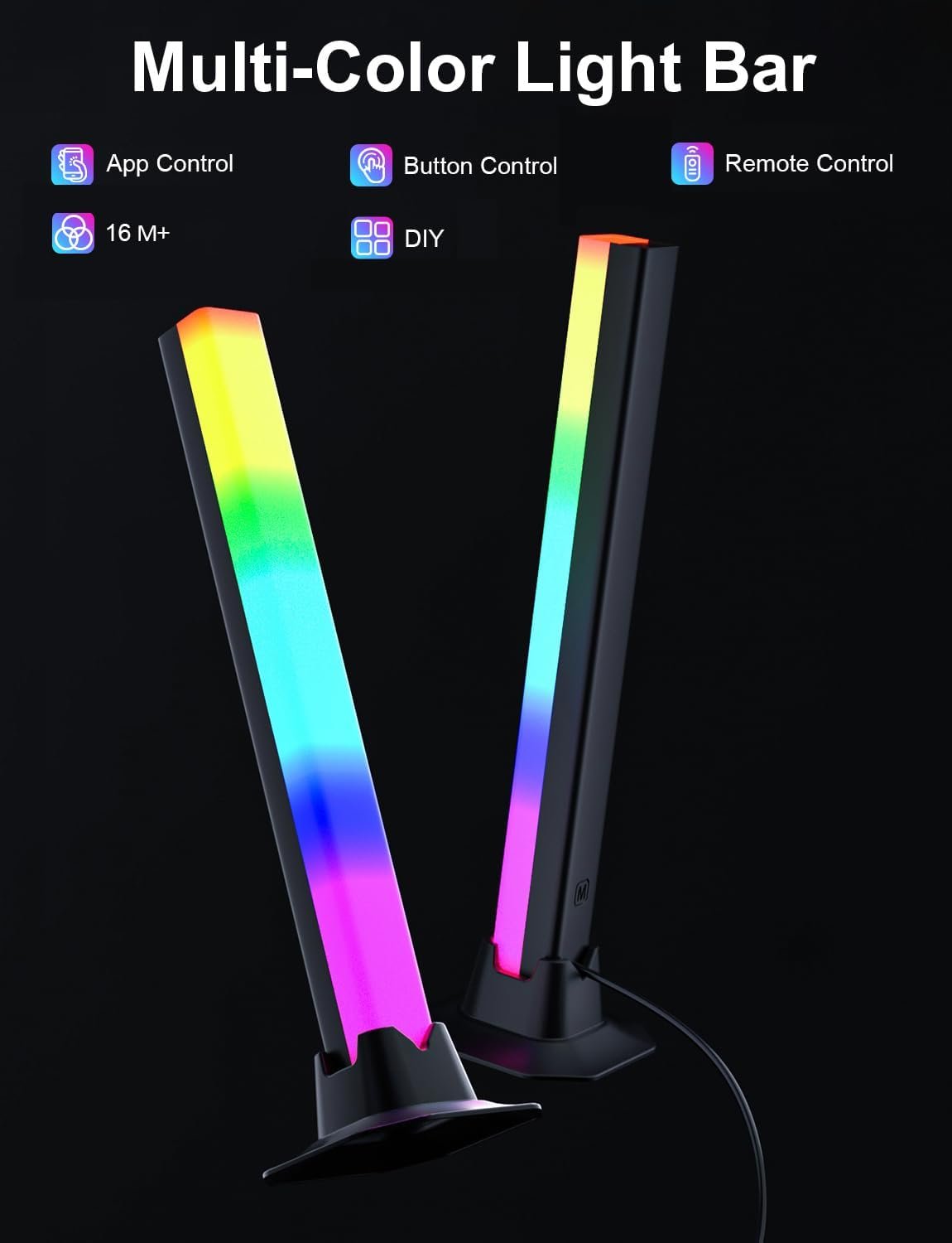 RGB Light Bar, LED Light Bar, APP Control USB Powered, Color Changing TV Backlight Music Sync Ambient Lighting for Room PC Monitor Gaming Party Desk