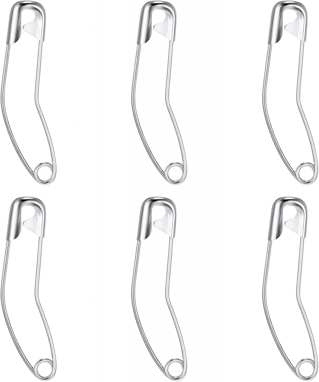 Generic Stainless Steel Curved Safety Pins for Quilting, Safety Pins Bulk Metal Silver Sewing Pins Clothing Clips Tool Decorative Safety pins (2.2inch-100pcs)