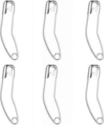 Generic Stainless Steel Curved Safety Pins for Quilting, Safety Pins Bulk Metal Silver Sewing Pins Clothing Clips Tool Decorative Safety pins (2.2inch-100pcs)