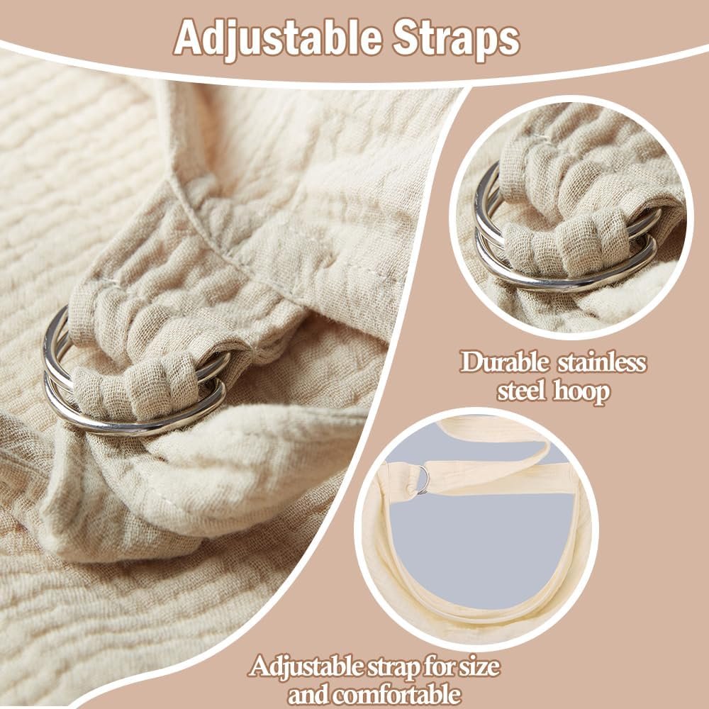 Muslin Nursing Cover for Breastfeeding, Soft&Breathable Cotton Breastfeeding Cover for Women,Privacy Nursing Covers with Arch Neckline Adjustable Hoop for Mother Nursing Apron (Coffee)