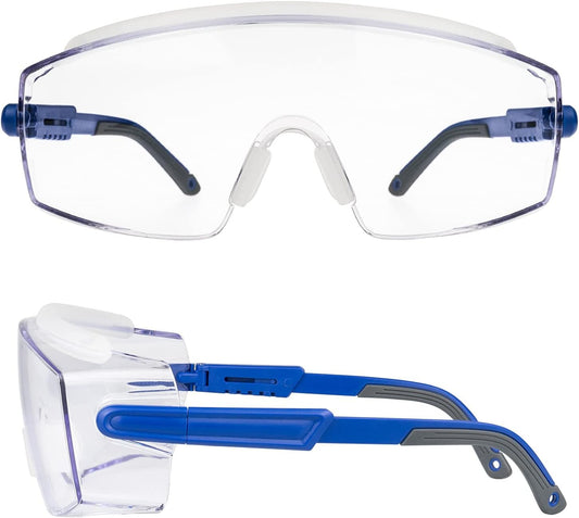 B.ANGEL Safety Glasses Protective Goggles Over Glasses,Protective Glasses with Clear Lens,Adjustable Frame and Temples