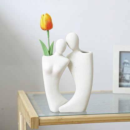 Couple Hugging Vase Sculpture Ceramic Ornaments, Home Decorations, Modern Body Vases for Grass Pampas Flower Tulip, Modern Indoor Decorative Vases, Home Decor