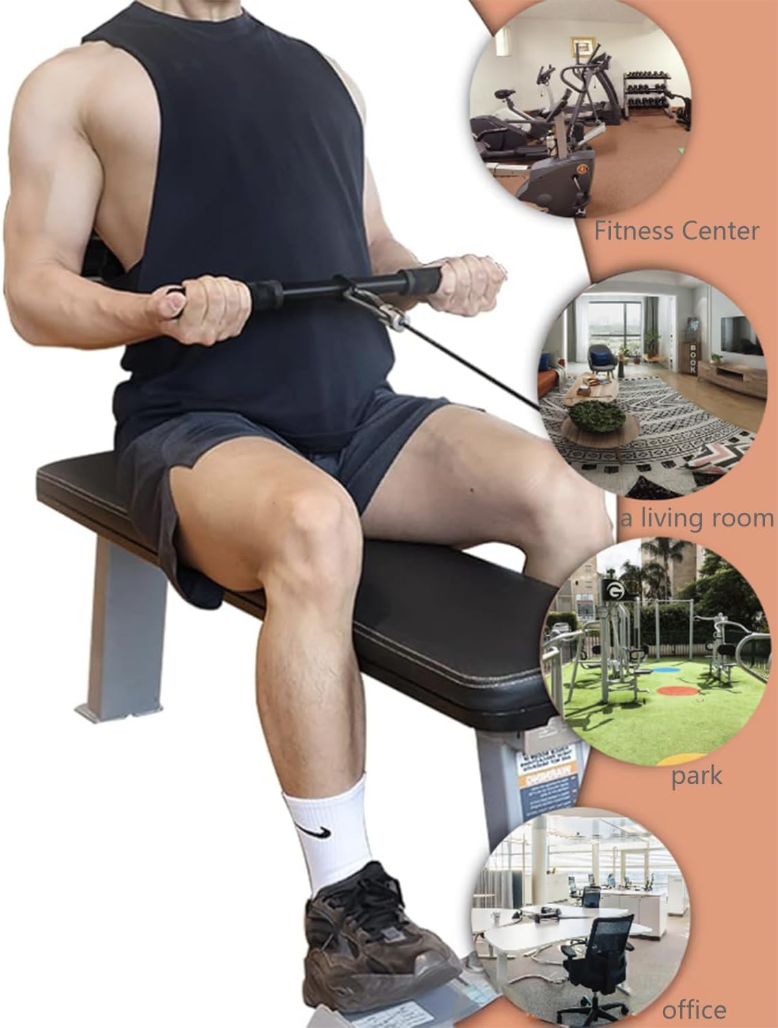 Hysgscwd Pulldown Straight Bar, LAT Pull Down Straight Rotating Bar with Rubber Grips, Tricep Press Down Cable Machine Attachment for Pulley Cable Machine Rowing Machine for Home Gym Strength Exercise