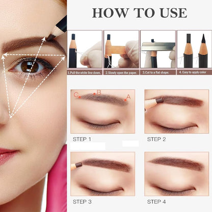 Professional Makeup Eyebrow Pencil, 5pcs Micro Brow Pencil, Waterproof Microblading Kit, Tattoo Makeup with Eyebrow Pencil and Microblading Accessories for Marking