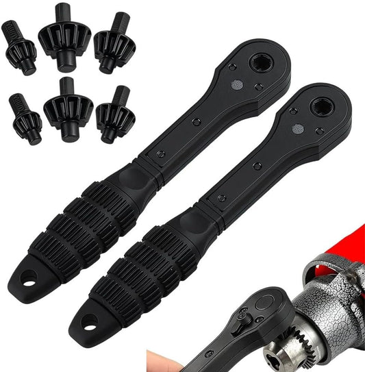 Ratchet Drill Chuck Key, Upgrade 2 in 1 Drill Chuck Ratchet Spanner, 3-in-1 D-rill C-Huck Ratchet Wrench, Universal Double Head Interchangeable Fastening Clamping Tool (2 Set)