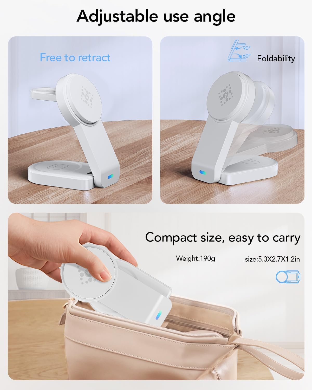 Foldable Magnetic Wireless Charger Compatible with Apple Devices,3 in 1 Wireless Charging Station for iPhone 16/15/14/13,Apple Watch Ultra 2/Ultra/Seires 10/9/8/7/6/5/4/SE,Air-Pods 4/3/Pro/2 (White)