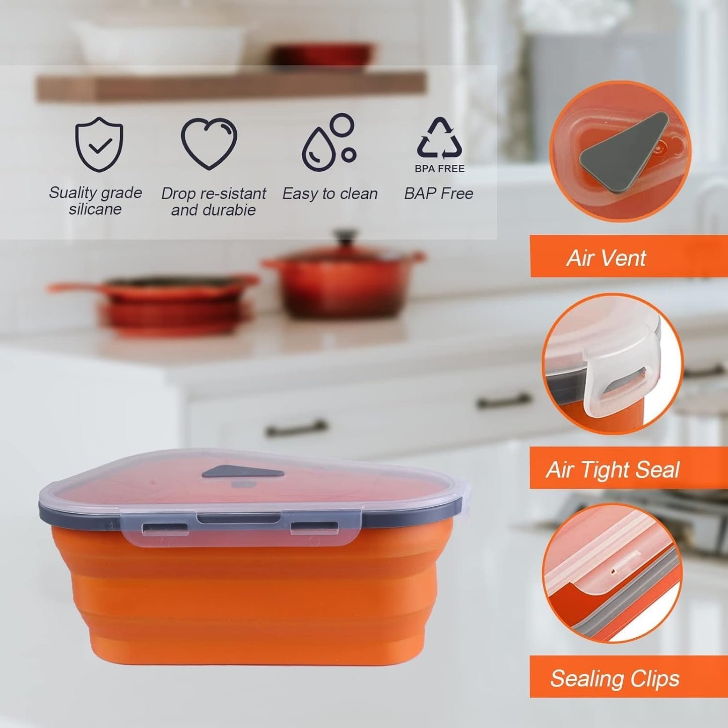 Queceuy reusable expandable pizza storage container includes 5 microwaveable heating trays, adjustable pizza boxes, space-saving pizza rack, and the rest of the pizza slice containers