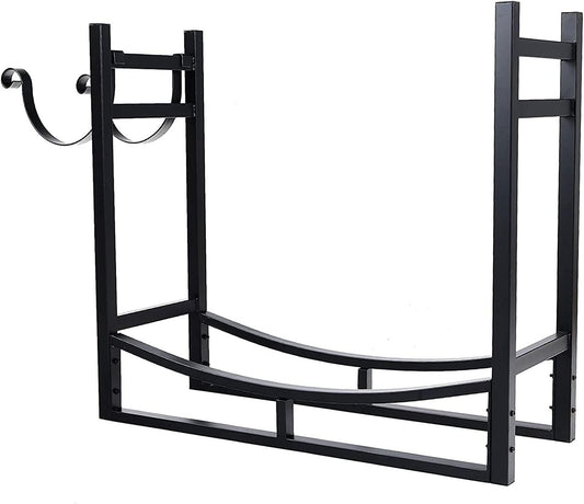 Firewood Stand Firewood Rack with Kindling Holder Indoor Or Outdoor Fireplace Log Rack Firewood Holder for Wood Storage Daily Use (Color : Black Size : 50x30x30cm) (Black 50x30x30cm)