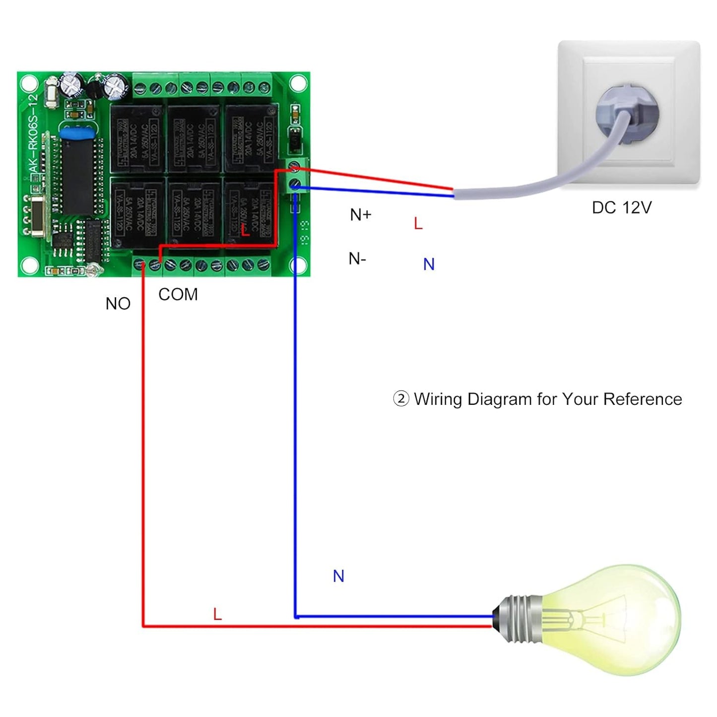 zolyet 433Mhz 6CH Channel Universal 10A Relay Wirel RF Remote Control Switch Receiver Module and 1PCS 6 Key RF 433 Mhz Transmitter Fixed Code (2262 Chip) Remote Controls Home Automation 1