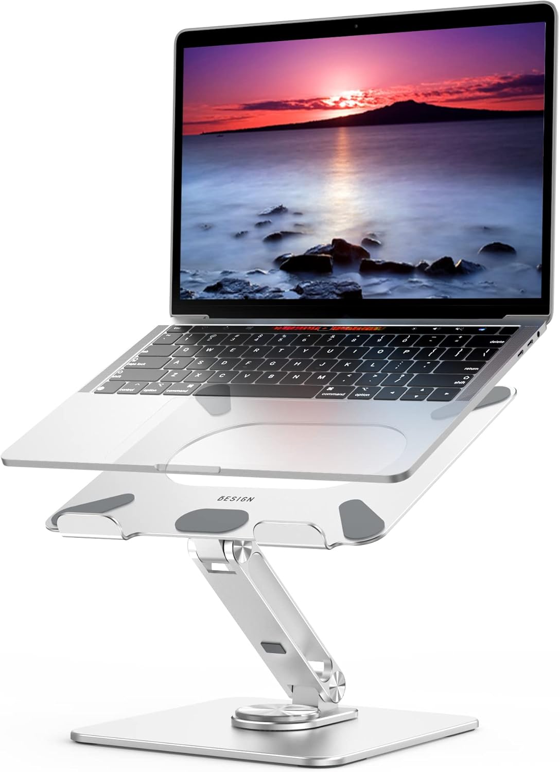 BESIGN LSX7 Laptop Stand with 360° Rotating Base, Ergonomic Adjustable Notebook Stand, Riser Holder Computer Stand Compatible with Air, Pro, Dell, HP, Lenovo More 10-15.6" Laptops (Silver)