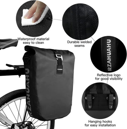 Waterproof Bike Rear Rack Bag 20L Bike Side Storage Bag Laptop Pannier Bag Bicycle Trunk Rear Seat Carrier Pack Shoulder Bag for Cycling Traveling Riding