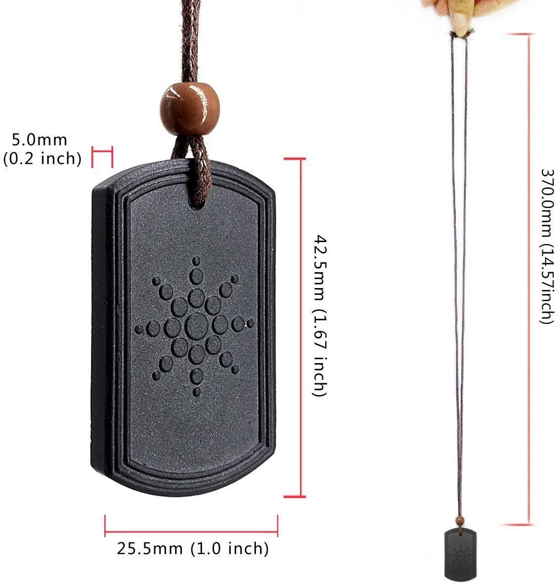 XIMULIZI Anti EMF Radiation Protection Pendant Tourmaline 2300 Negative Ions Far Infrared & Scalar Energy Volcanic Lava Reverse Aging Necklace,1