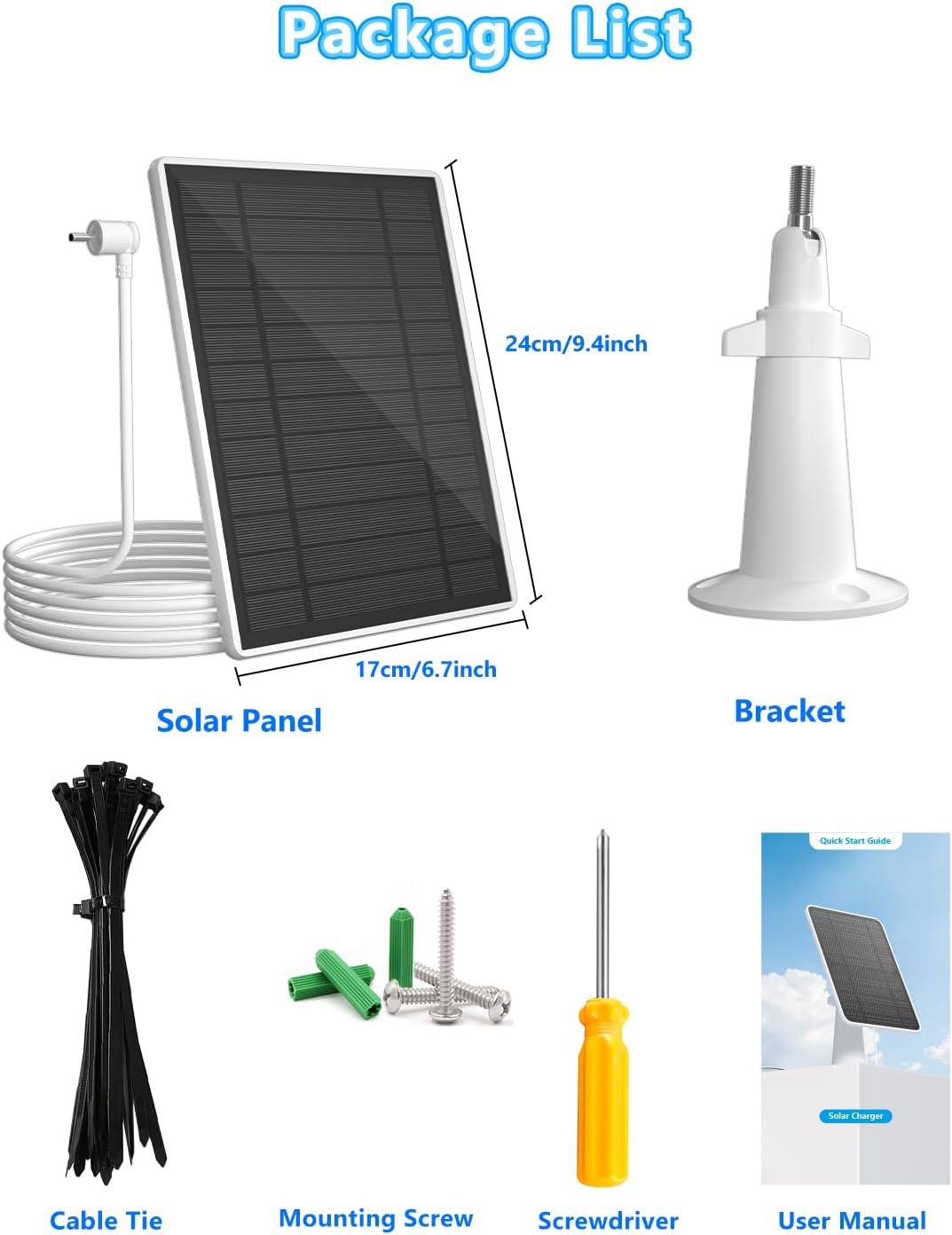 7W Solar Panel Charger for Ring Stick Up Cam Battery & Spotlight Cam Battery, 5V Continuous Solar Power for Ring Camera, 3.5mm Plug to Device, 13ft Cable IP65 Waterproof, Adjustable Wall Mount 2 Pack