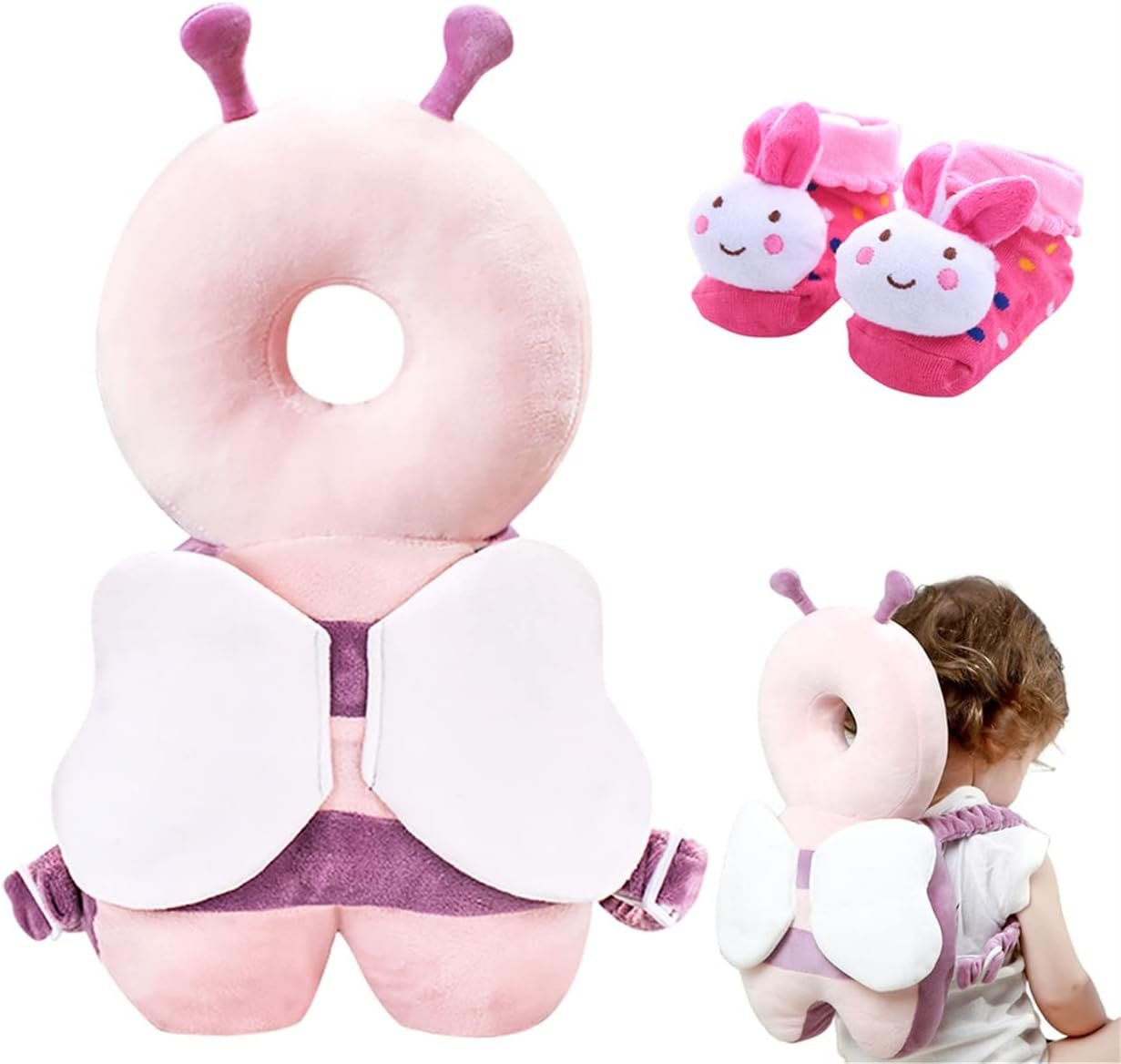 Baby Anti Falling Pillow Back Protector Cushion Backpack,Toddler Baby Walking Back Protection Safety Pads, Adjustable Infant Cushion Backpack for Baby Walkers, Age 5-26 Month (Purple)