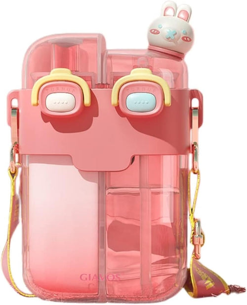 Aufona 25oz Kawaii Water Bottles with Two Ways to Drink, Two Different Drinks in One Cup, Cute Creative Outdoor Drinking Cup for Camping Hiking Backpacking Travel Office (pink)