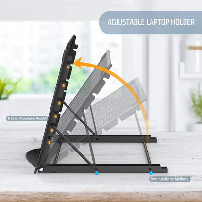 Lidasen Laptop Stand Tablet,Foldable Portable Ventilated Desktop Laptop Holder, Cooling Stand (10"-15.6") compatible with Dell XPS, HP, Lenovo,Universal Lightweight&Adjustable Ergonomic Tray (Black)