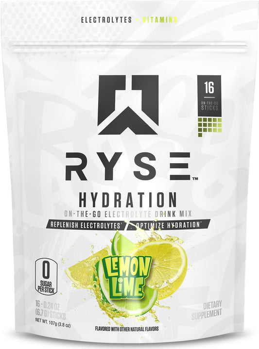 Ryse Core Hydration 16 Serve Lemon Lime Electrolyte Supplement Powder 102.4 g