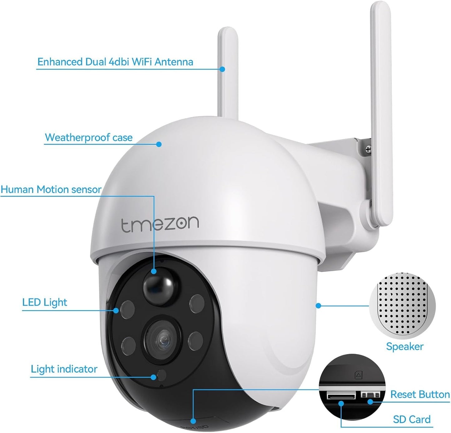 TMEZON 4MP Battery Operated Outdoor Security Camera Wireless Can be Compatible with Base Stations MZ-E1-W300 Eseecloud APP