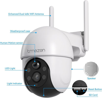 TMEZON 4MP Battery Operated Outdoor Security Camera Wireless Can be Compatible with Base Stations MZ-E1-W300 Eseecloud APP