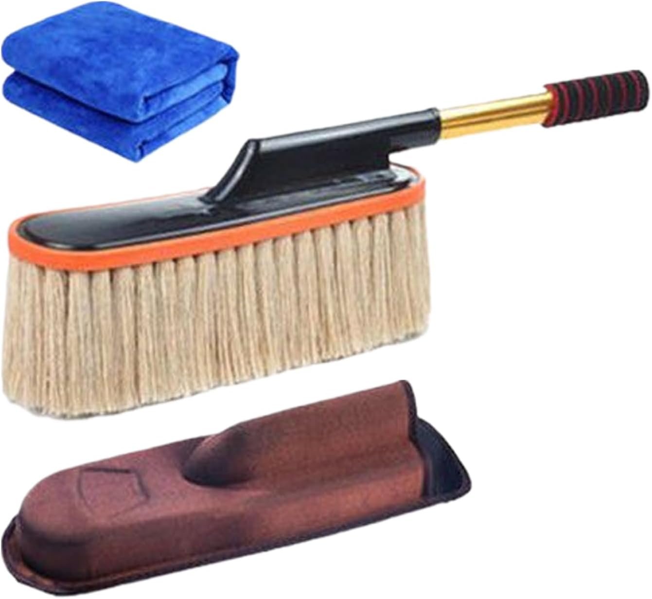 Jvjggag Car Duster, Auto Detailing Brush, 3-Pieces Cleaning Mop Tool, Scratchproof Cotton Head, Telescoping Stainless Handle for Car, RVs, Trucks, And Motorcycles Use, 25.59 Inches