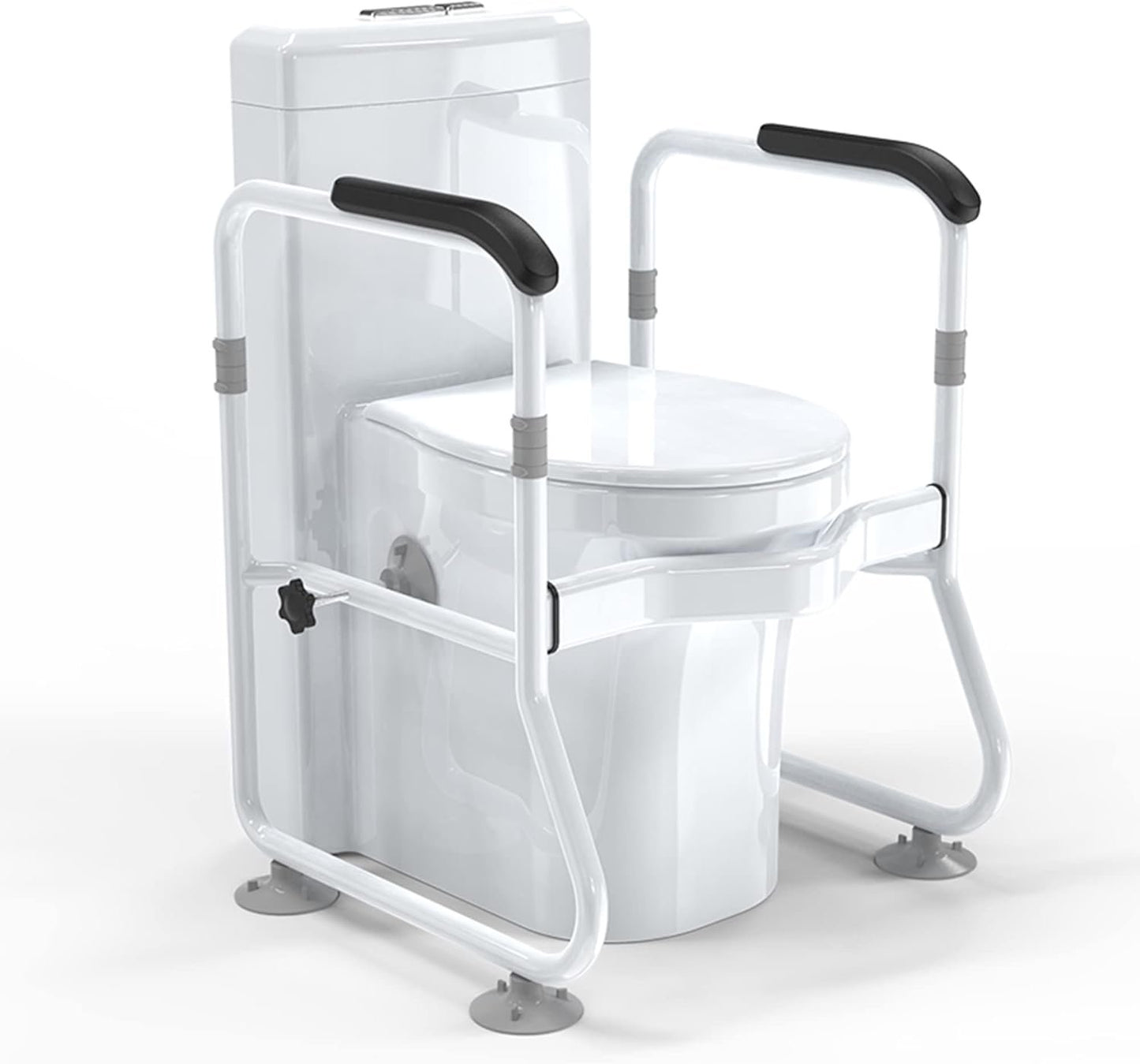 Toilet Safety Frame & Rails, Stability Bathroom Handrails Assist Grab Bar Handles & Railings for Elderly, Senior, Handicap & Disabled, Height & Width Adjustable, 300lbs Weight Capacity