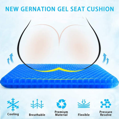 Gel Seat Cushion, ZIKO Ergonomic Design Egg Seat Cushion Wheelchair Cushion with Breathable Non-Slip Cover for Back Sciatica Pain Relief Long-Sitting Seat Cushion for Office Chair Car Wheelchair