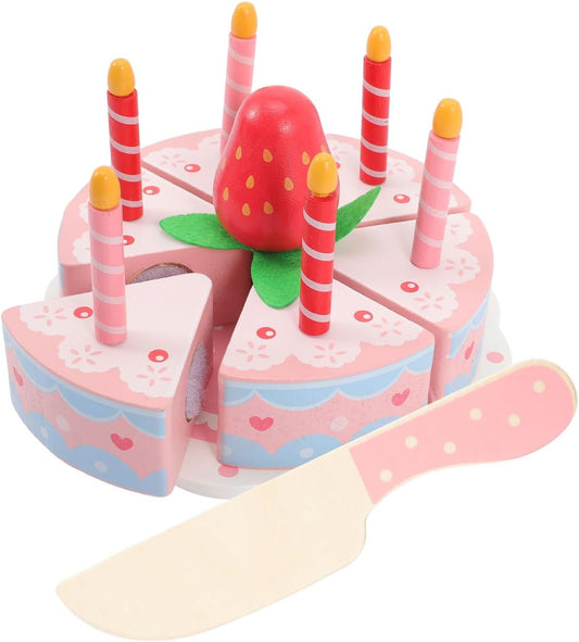 BESTonZON 1 Set Wooden Simulation Cake Dessert Cutting Toy Cake Cutting Toy Wooden Toys Play House Cutting Toys Playing House Toy Cutting Cakes Toy Children Toy Wood Birthday Cake Toy