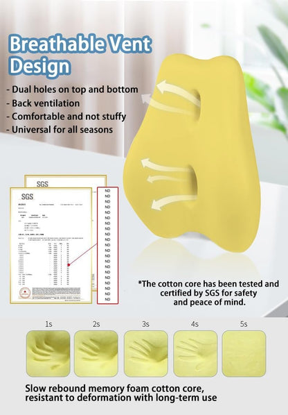 QUMOX Lumbar Support Pillow, Memory Foam Back Cushion Backrest for Car Seat, Office Chair, Computer Chair, Wheelchair and Recliner Ergonomic Design (Orangle)