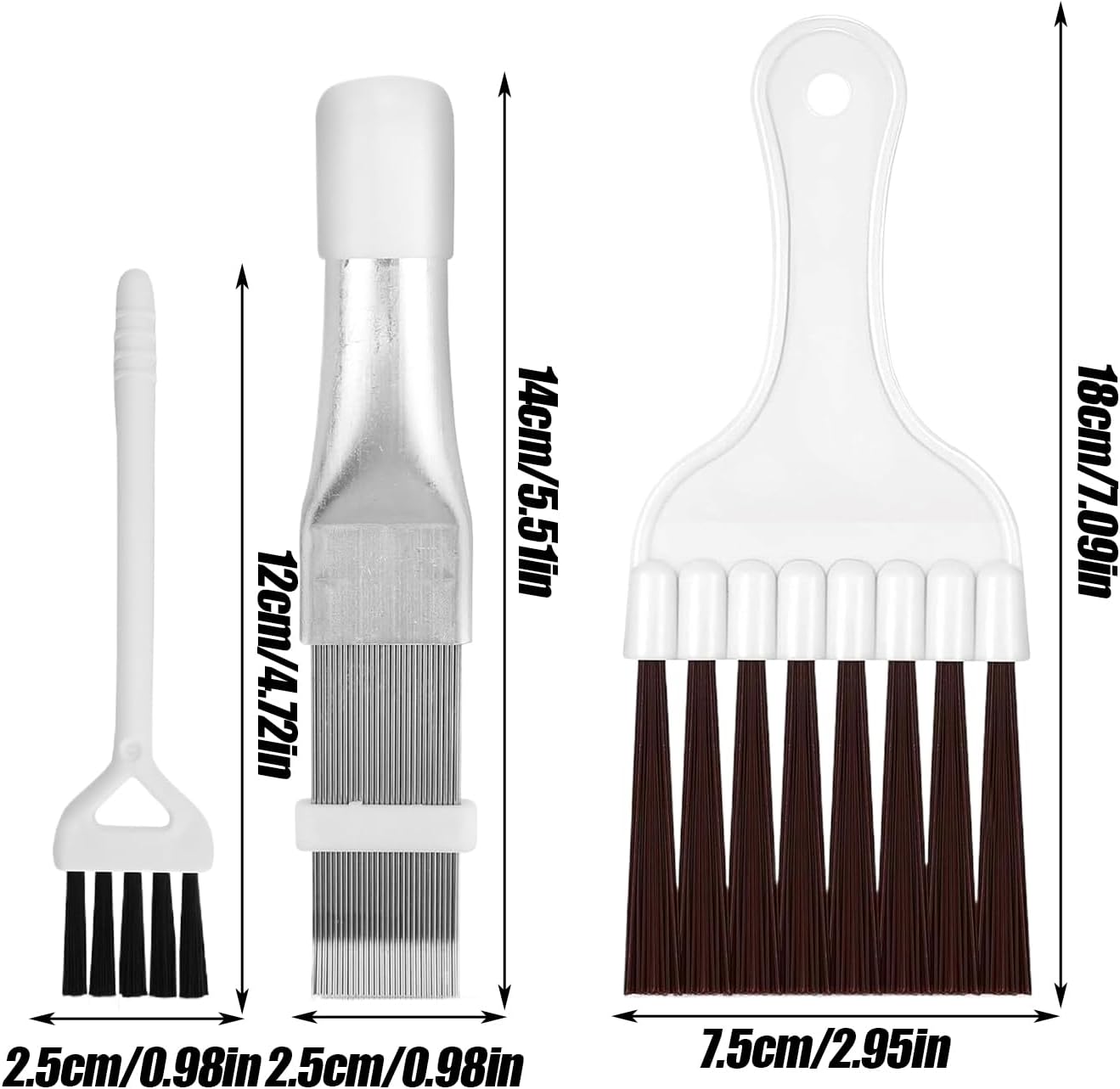 Cleaning Brush Set, Stainless Steel Coil Cleaner for Car, RV, Refrigerator, Duct, Vent, and Appliance Maintenance, Essential for Coil Repair and Efficiency