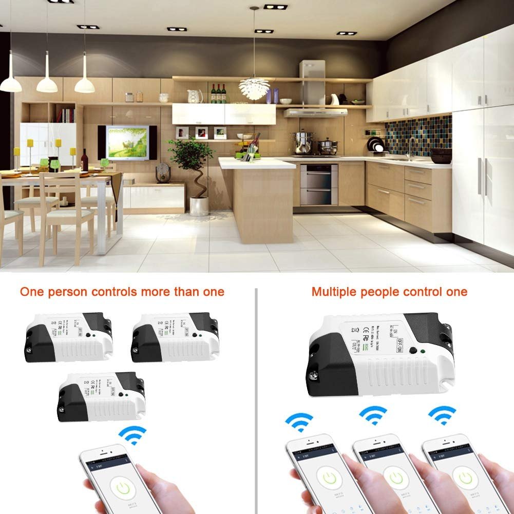 WiFi Smart Breaker Switch Module Ultra Wide Voltage 90V Voice Control for Smart Home Automation ABS Fireproof Material Remote Control Switch