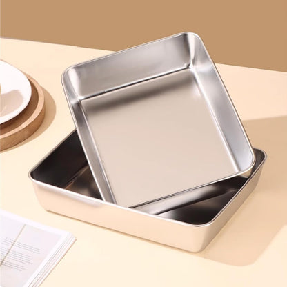 ATRDTO Stainless Steel Rectangle Food Storage Box Container, Leak Plastic Lid Dishwasher Safe - Plastic Free -Clear Lid (6)
