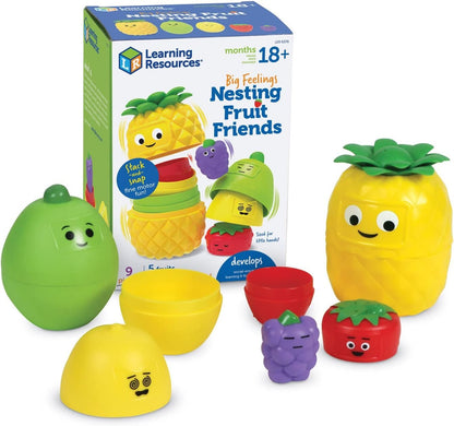 Learning Resources Big Feelings Nesting Fruit Friends, 9 Pieces, Ages 18+ Months, Social Emotional Toys for Toddlers, Sensory Toys, Speech Therapy Materials, fine Motor Skills Toys, Pineapple Toys