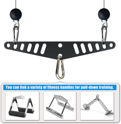 KORIKAHM Multi-Grip LAT Pull Down Bar for Home Gym Fitness, Spreader Plate LAT Pulldown Attachments for Pulley System Cable Machine, Double to Single Cable Attachment Exercise Handle