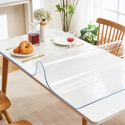 Thick Vinyl Clear Table Cover PVC Mat Pad Plastic Tablecloth 42x64 in Dining Living Room Party Table Top Protector Heavy Duty Easy Clean