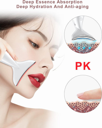 VOFEL Face and Neck Massger for Skin Care Electric Face Neck Lifting Massager with 45℃ Heat & 3 Massage Modes for Wrinkles Facial Neck Massager (WHITE)