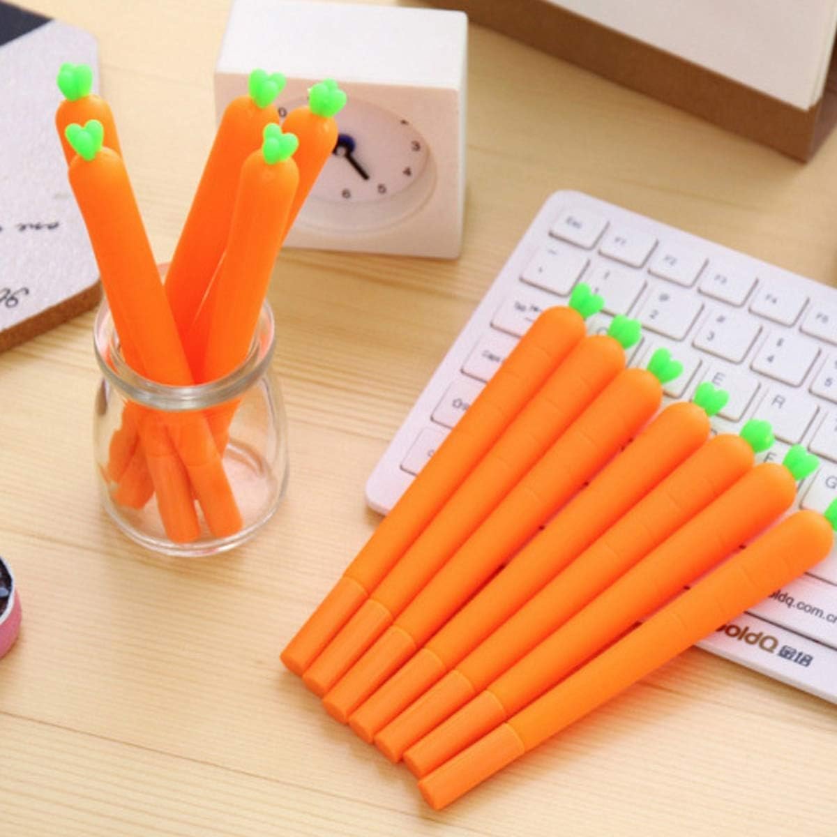 Halloluck 24 Pcs Carrot Gel Ink Pen Cute Silicone Roller Ball Pen for Office School Supplies, Kids Drawing Pen Gifts for School Student Office Kids Play Study Stationery Supplies