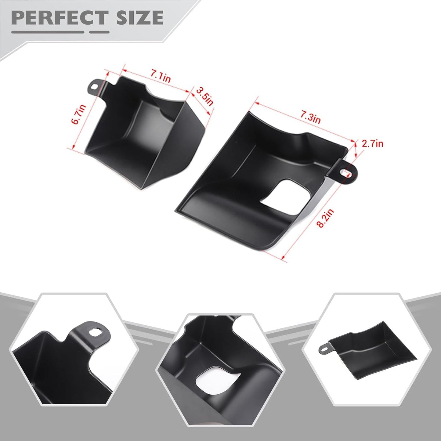 JeCar Wheel Well Storage Rear Trunk Organizer for 2024+ Jeep Wrangler JL JLU 4-Door Interior Accessories Black (Trunk Storage L&R)