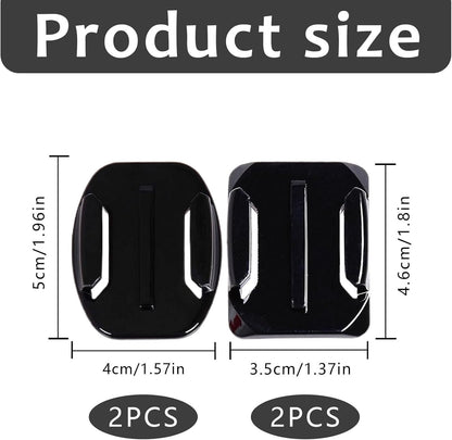 8 Sets with 4 Adhesive Mounts & 4 Adhesive Pads Helmet Mount, Go Pro Fixed Base for Go Pro 3 3+ 4 5 6 7 8 9 10 11 12 Action Cameras Connect with Car Kayak Surfboards - Flat