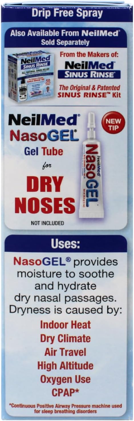 NeilMed NasoGEL Drip-Free Nasal Spray for Dry Noses, Soothing Moisturizing Gel with Aloe Vera & Sodium Hyaluronate, 1 fl oz