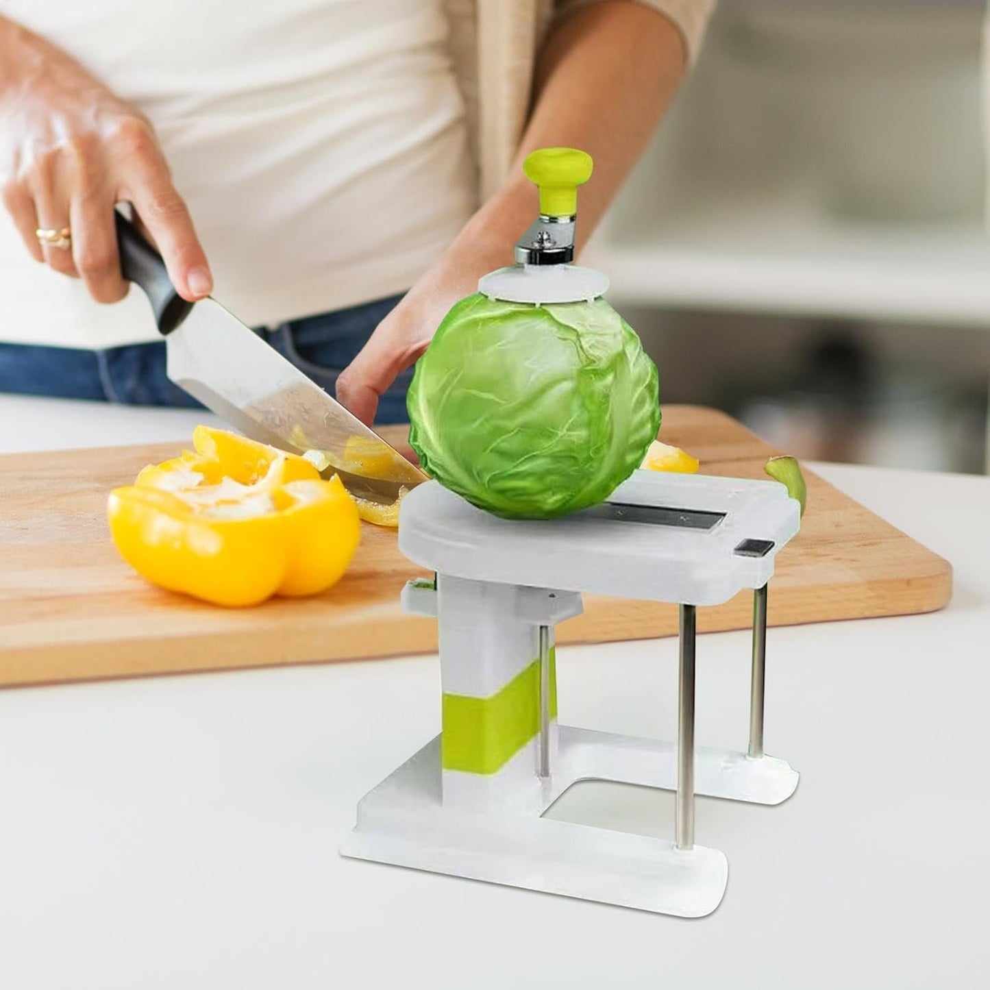 Cabbage Shredder - Manual Vegetable Cutter for Sauerkraut, Kitchen Mandoline Slicer | Stainless Steel Cabbage Slicer for Coleslaw, Durable Food Prep Tool, Compact Shredder for Cooking and Salads
