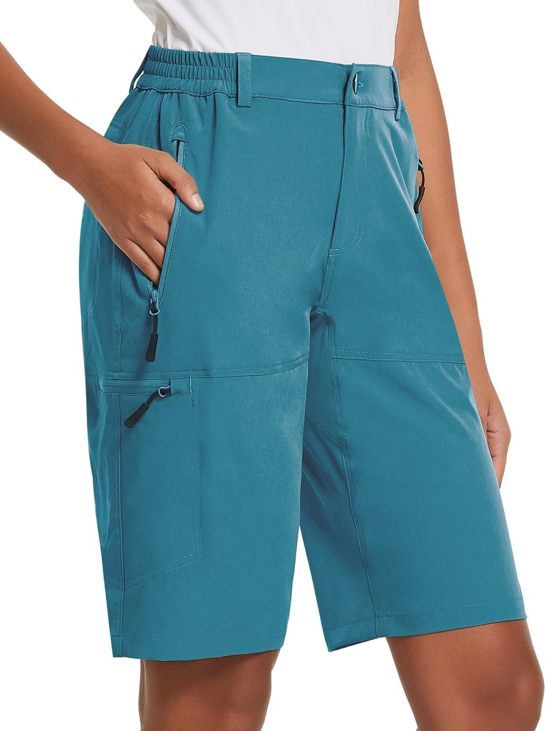 baleaf Women's Long Hiking Bermuda Shorts Quick Dry Summer Golf Shorts Lightweight with Pockets UPF 50+ for Camping Work