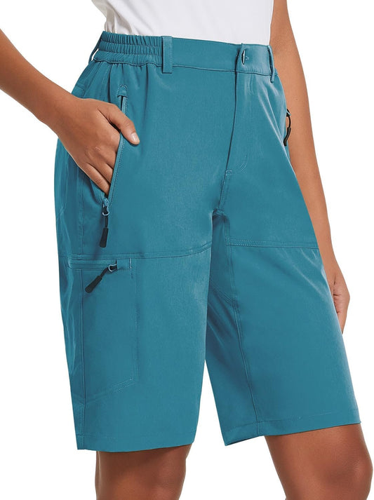 baleaf Women's Long Hiking Bermuda Shorts Quick Dry Summer Golf Shorts Lightweight with Pockets UPF 50+ for Camping Work