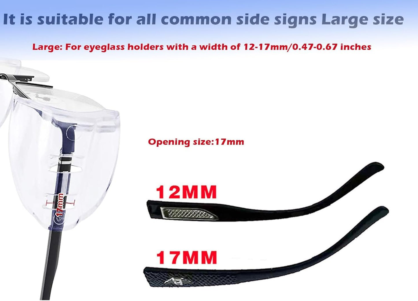 Safety Glasses Side Shields,Eye Protection Flexible Anti Slip on Clear Side Shield,Fits Most Glasses Eyeglasses Frames