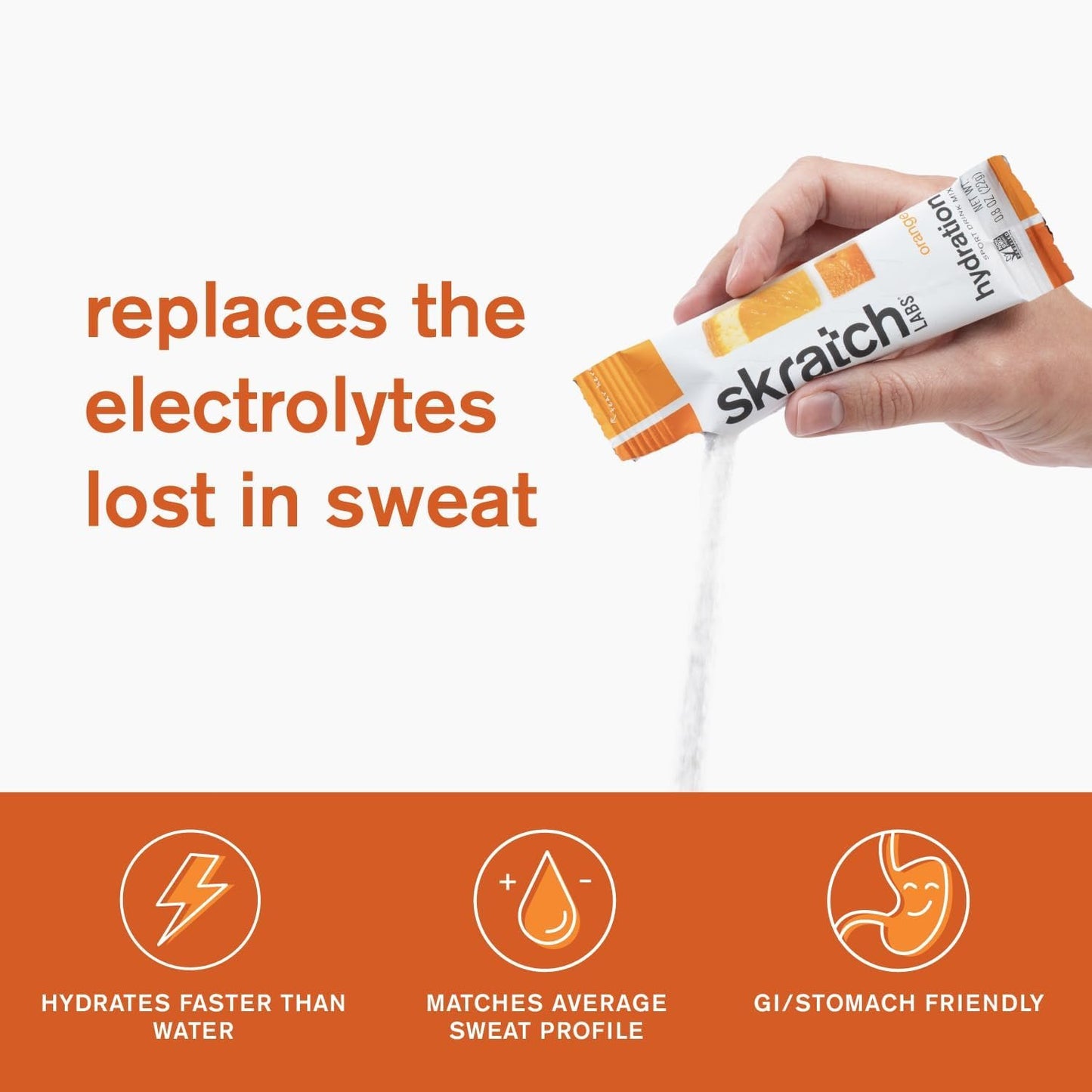 SKRATCH LABS Hydration Packets Hydration Drink Mix |Electrolyte Powder Developed for Athletes and Sports Performance | Orange (20ct) Gluten Free, Vegan, Kosher