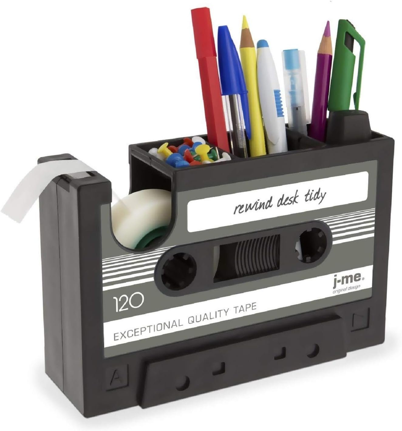 Cisixin Desk Tidy Retro Cassette Tape Dispenser Pencil Holder Pen Container Organize Your Desk Office Suppliers Student Stationary Great (Color Random)
