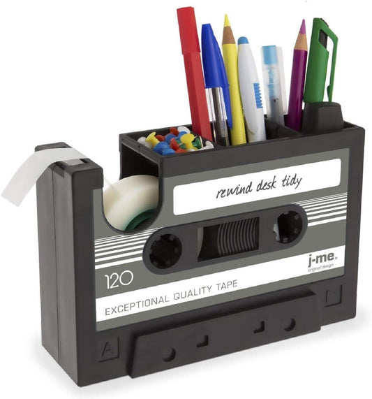 Cisixin Desk Tidy Retro Cassette Tape Dispenser Pencil Holder Pen Container Organize Your Desk Office Suppliers Student Stationary Great (Color Random)