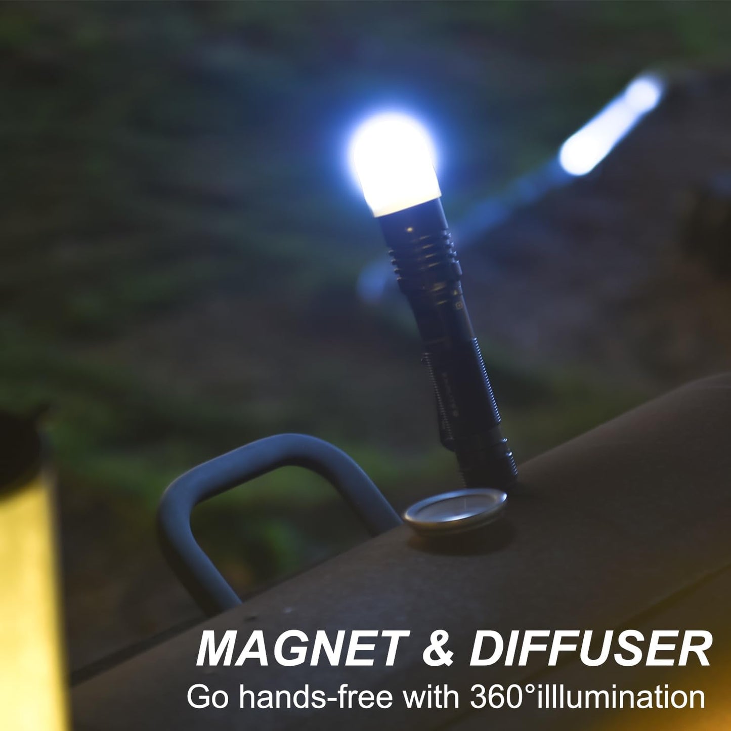 EXPLITE Rechargeable Flashlight USB-C Magnetic Zoom Dual Power 3AAA, Camp Lantern Flashlights Diffuser 1200 High Lumens, Powerful Tactical Flash Light Torch for Home, Emergency, Police