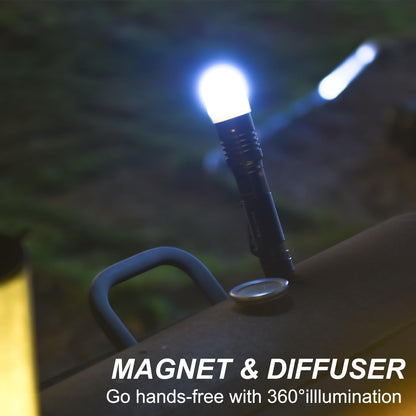 EXPLITE Rechargeable Flashlight USB-C Magnetic Zoom Dual Power 3AAA, Camp Lantern Flashlights Diffuser 1200 High Lumens, Powerful Tactical Flash Light Torch for Home, Emergency, Police